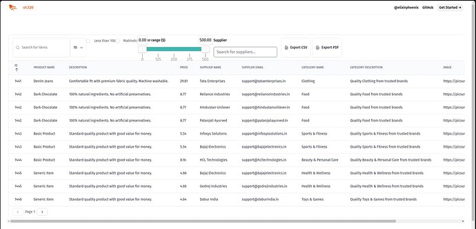 LiveTable Demo Screenshot