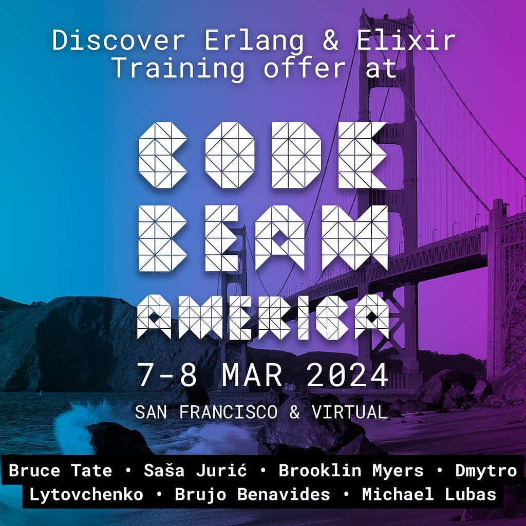 2024/03/56 Trainings Code BEAM America San Francisco + Online